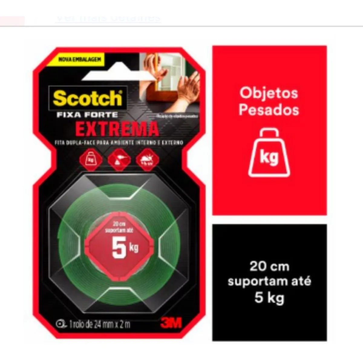 Fita dupla face fixa forte 3M 24mm x 2m 1810 - Arte, Papelaria e Armarinho - Comercial Anis Digital