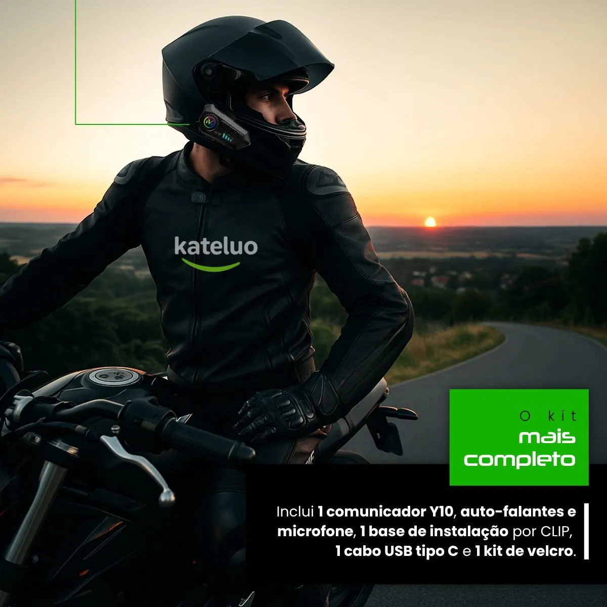 Fone De Ouvido Para Capacete Bluetooth Headset Rgb Sem Fio Kateluo - Automotivo - Comercial Anis Digital