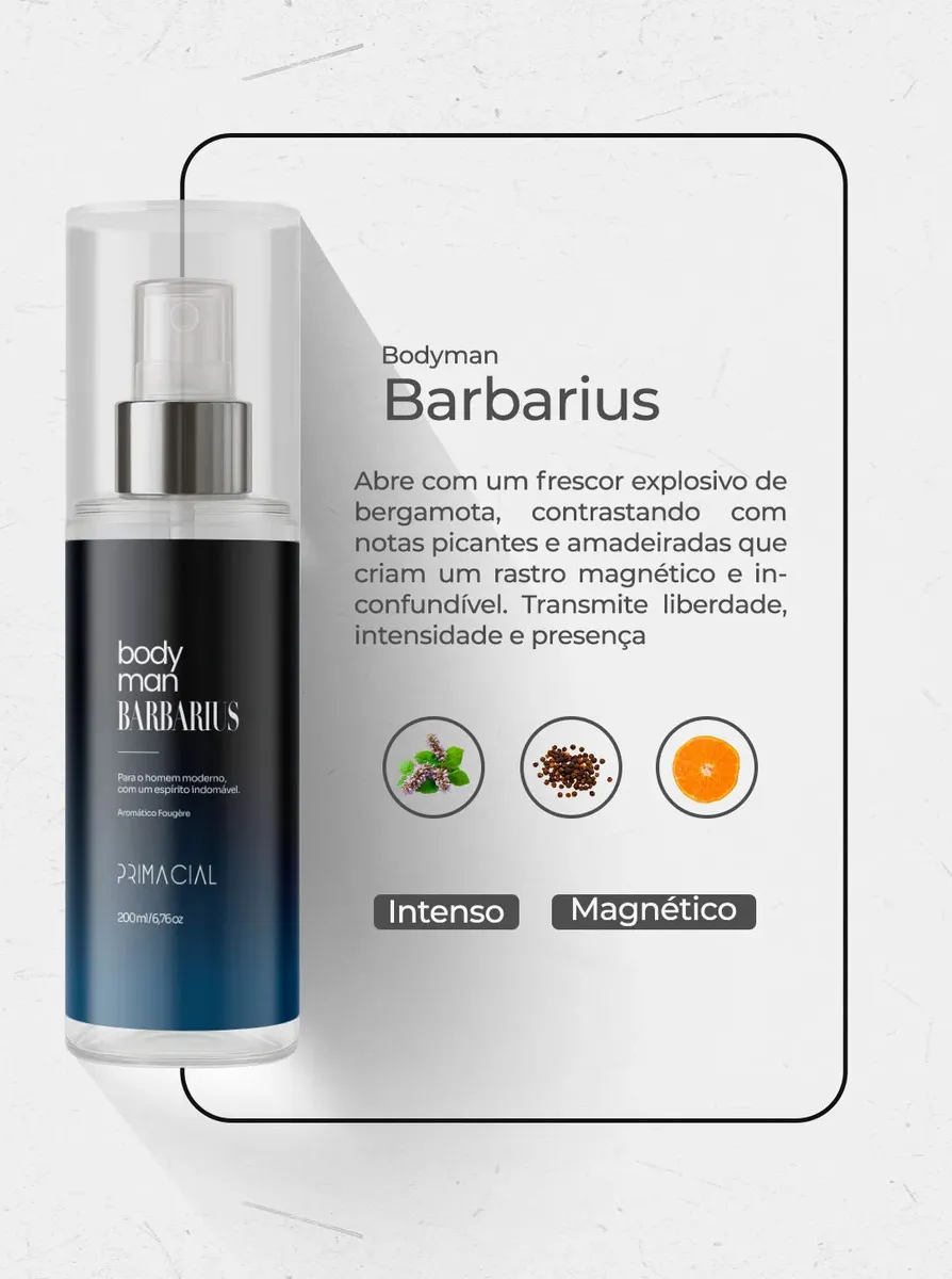 Body Splash Masculino Barbarius E Midtown 200ml - Beleza e Cuidado Pessoal - Comercial Anis Digital