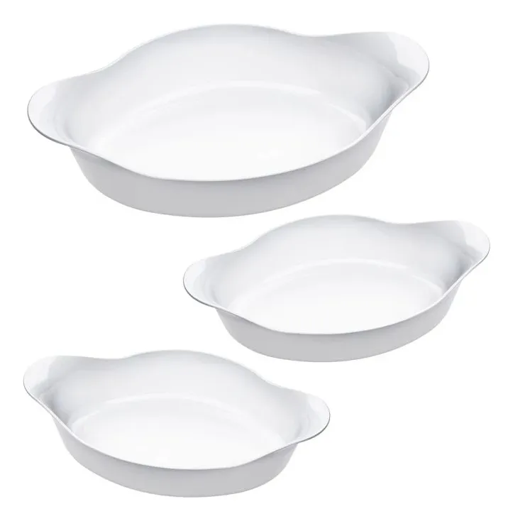 Marinex conjunto de assadeiras oval opaline 3 peças branco - Casa, Móveis e Decoração - Comercial Anis Digital
