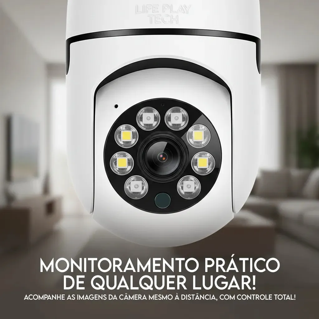 Câmera Segurança Lâmpada WiFi 360° Full HD 1080p Visão Noturna Infravermelho Áudio Bidirecional Soquete E27 App Yoosee 2.4GHz Rotação 360x90° Monitoramento Residencial Empresa - Casa, Móveis e Decoração - Comercial Anis Digital