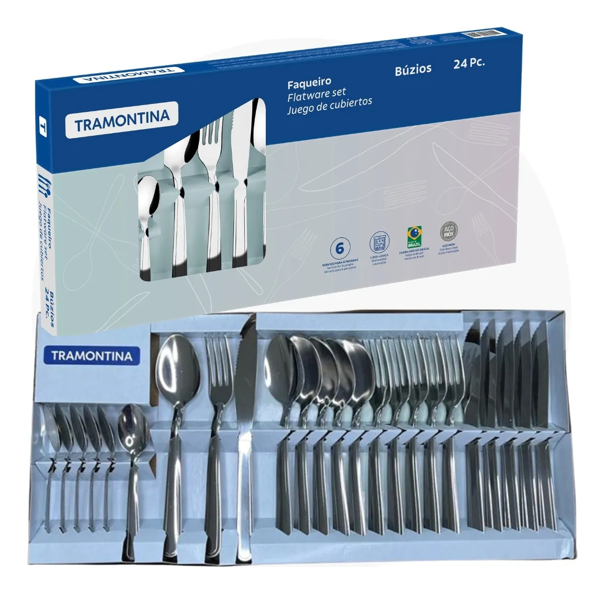 Jogo Talheres Faqueiro Búzios Aço Inox 24 Peças Tramontina - Casa, Móveis e Decoração - Comercial Anis Digital