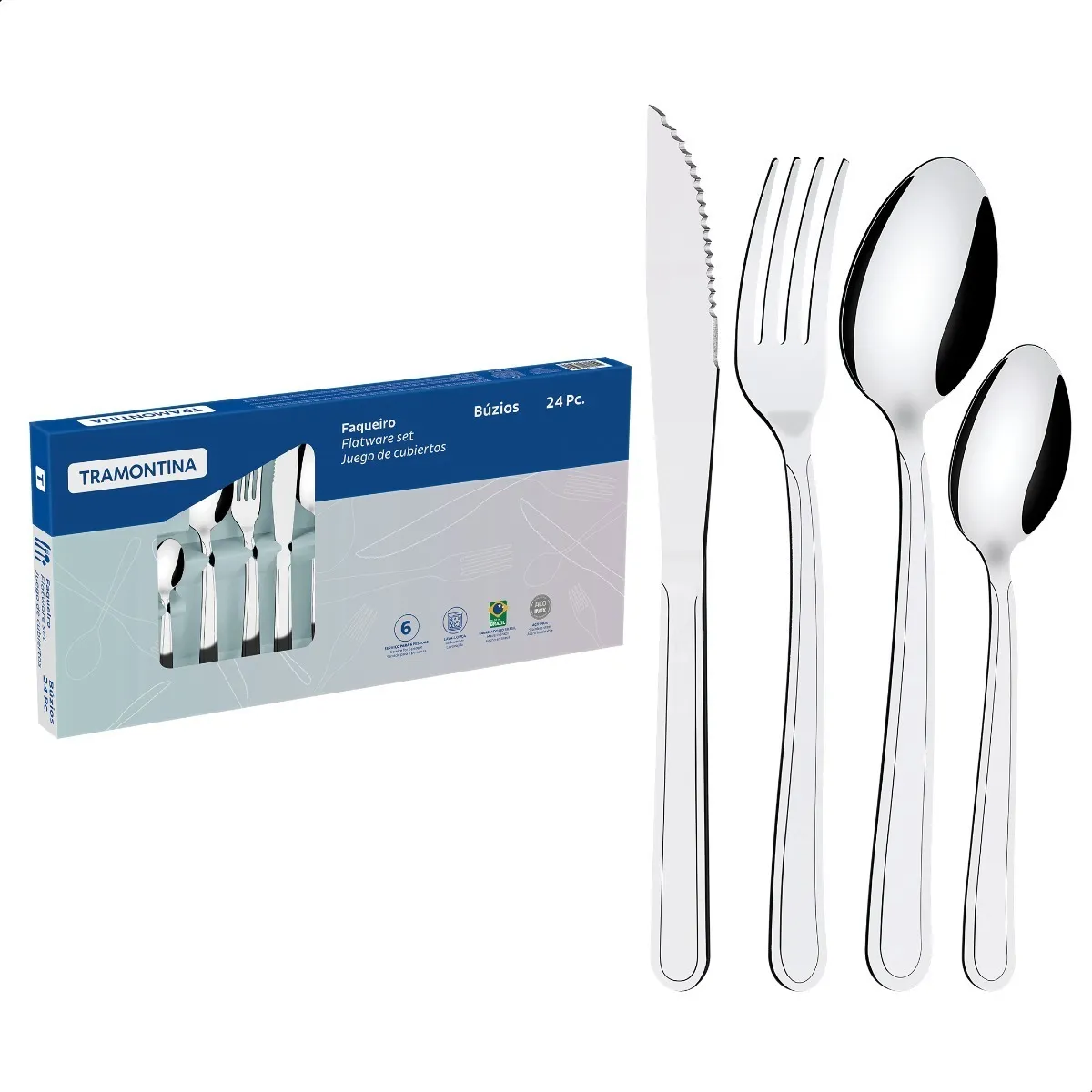 Jogo Talheres Faqueiro Búzios Aço Inox 24 Peças Tramontina - Casa, Móveis e Decoração - Comercial Anis Digital