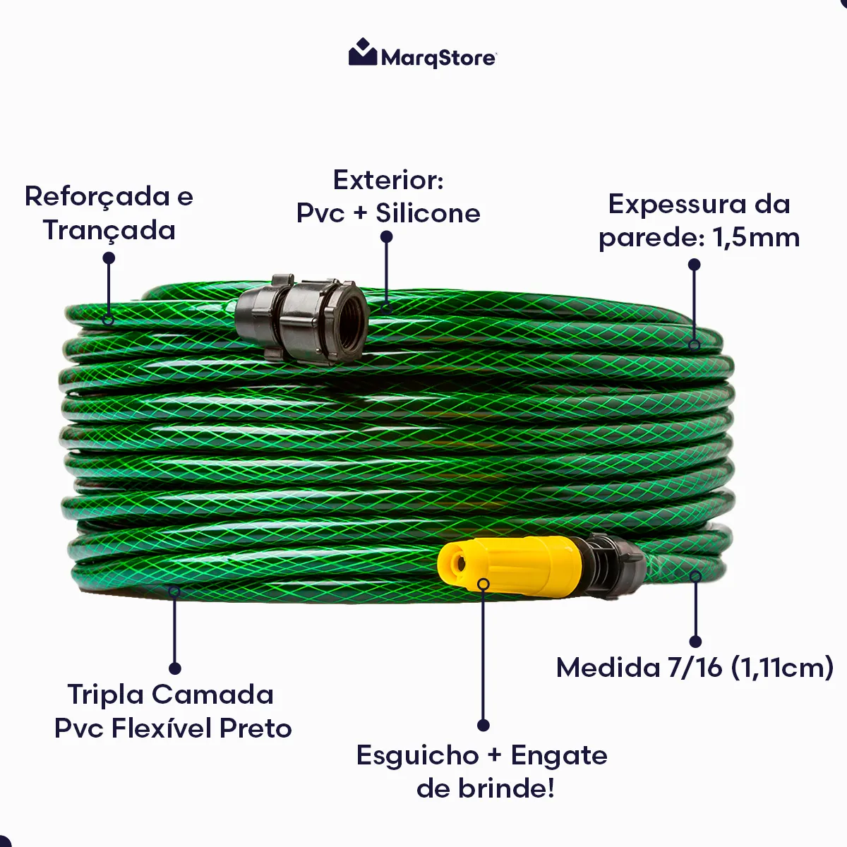 Mangueira De Jardim 30 Metros Com Esguicho Trançada Reforçada Flexível 7/16 Anti Dobra Irrigação Quintal Poço Lavagem Durável Marqs Home - Casa, Móveis e Decoração - Comercial Anis Digital
