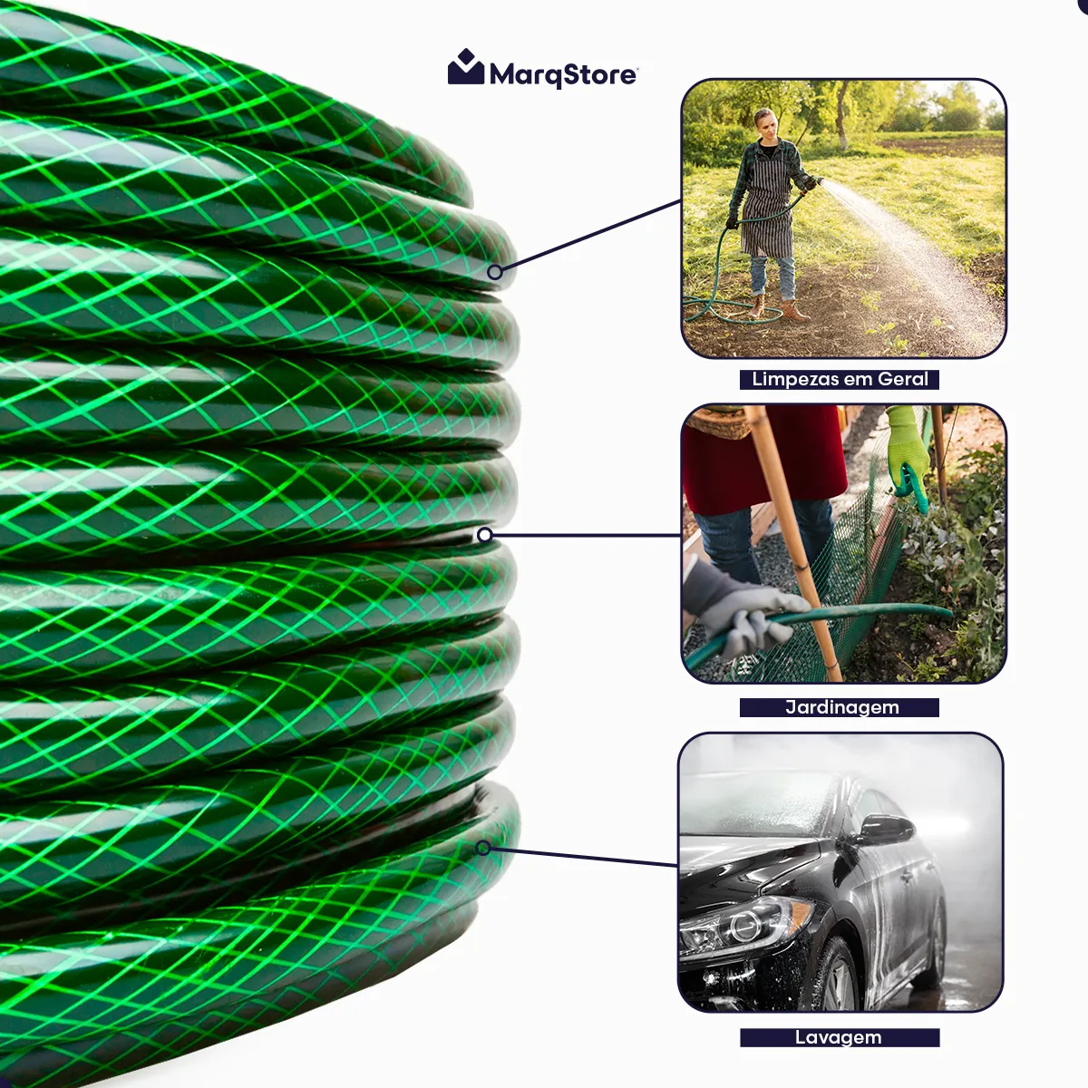 Mangueira De Jardim 30 Metros Com Esguicho Trançada Reforçada Flexível 7/16 Anti Dobra Irrigação Quintal Poço Lavagem Durável Marqs Home - Casa, Móveis e Decoração - Comercial Anis Digital