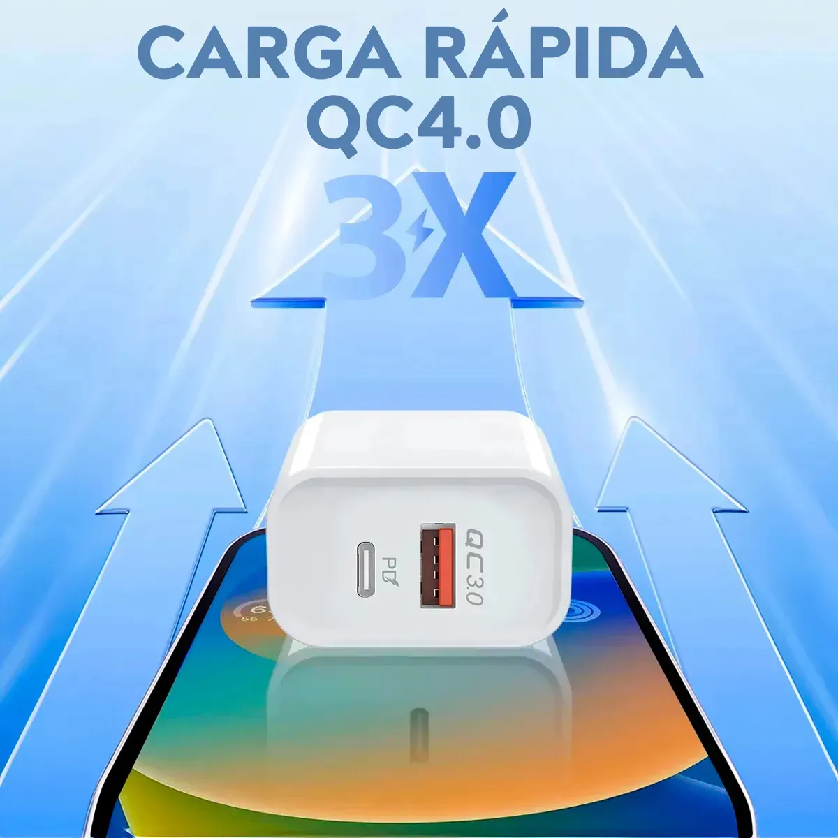 Carregador Turbo Duplo 40w Usb Tipo C Para iPhone 8 X Xr 11 12 13 14 Pro Max Dtimp - Celulares e Smartphones - Comercial Anis Digital