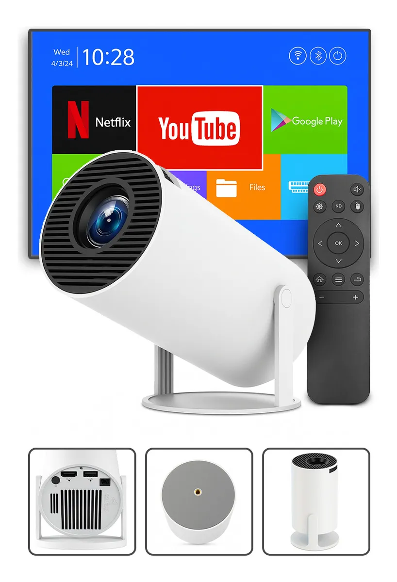 Mini Projetor Hy300 Android 4k Portátil Wi-fi Bluetooth Hdmi Usb Cinema Em Casa Compacto Alta Resolução Full Hd Smart Projetor Davely Celular Notebook Games Apresentação - Eletrônicos, Áudio e Vídeo - Comercial Anis Digital