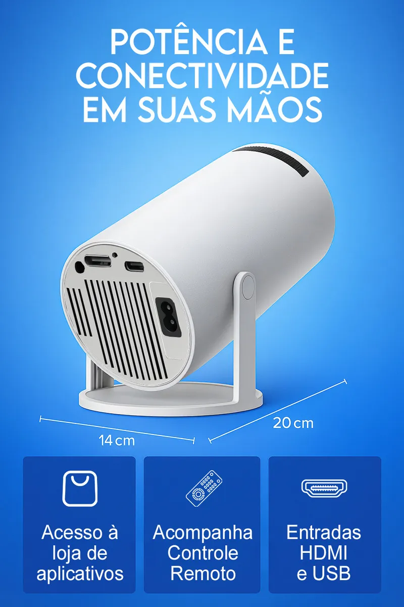 Mini Projetor Hy300 Android 4k Portátil Wi-fi Bluetooth Hdmi Usb Cinema Em Casa Compacto Alta Resolução Full Hd Smart Projetor Davely Celular Notebook Games Apresentação - Eletrônicos, Áudio e Vídeo - Comercial Anis Digital