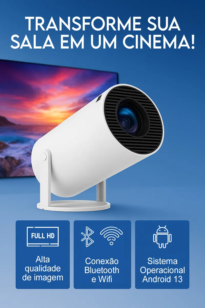 Mini Projetor Hy300 Android 4k Portátil Wi-fi Bluetooth Hdmi Usb Cinema Em Casa Compacto Alta Resolução Full Hd Smart Projetor Davely Celular Notebook Games Apresentação - Eletrônicos, Áudio e Vídeo - Comercial Anis Digital