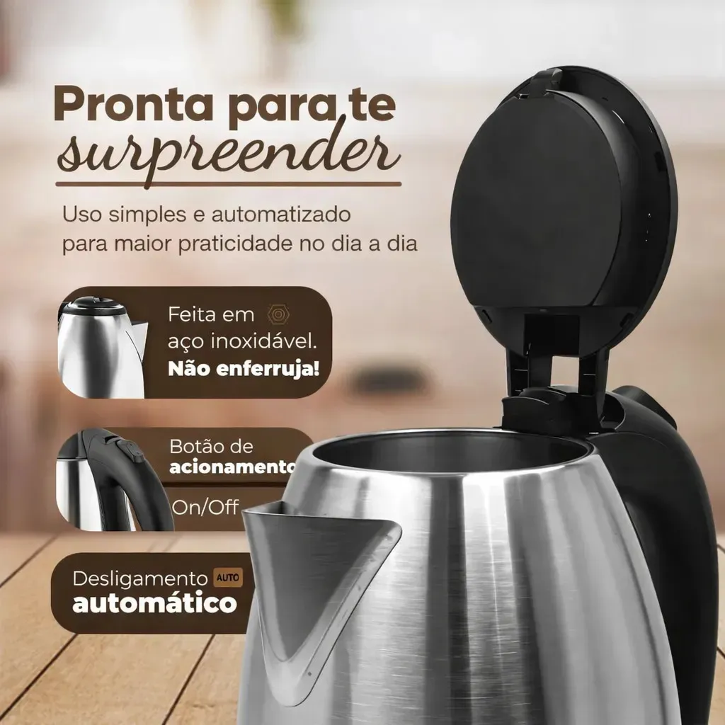 Chaleira Eletrica Atacama 1,8l Prateado 127 v Unitermi 1200 W - Eletrodomésticos - Comercial Anis Digital