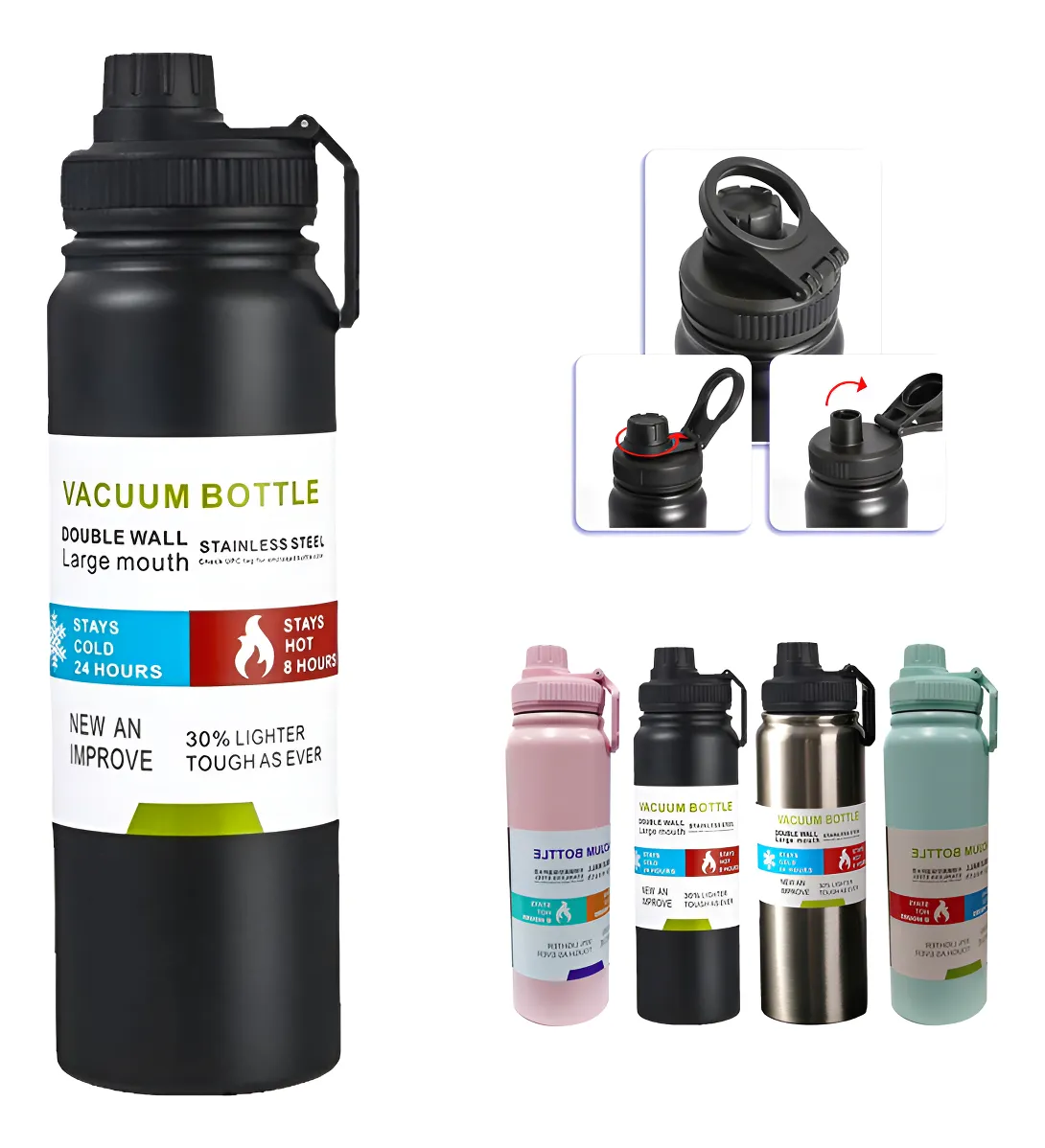 Garrafa Térmica 800ml Água Squeeze Inox Academiaquente E Frio - Esportes e Fitness - Comercial Anis Digital