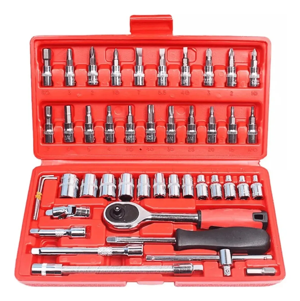 Kit Chaves Ferramentas Jogo Fenda Philips Catraca Soquete Allen 46 Peças com Maleta Completa Manual Ideal Mecânico Manutenção Casa Carro Profissional Resistente Portátil Compacto Quicko - Ferramentas e Construção - Comercial Anis Digital