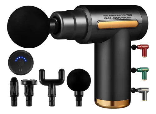 Massageador Pistola Muscular Profissional 6 Velocidades 4 Ponteiras Alívio Dores Relaxamento Bivolt Recarregável Yin Yang Produtos Para Acupuntura - Saúde - Comercial Anis Digital