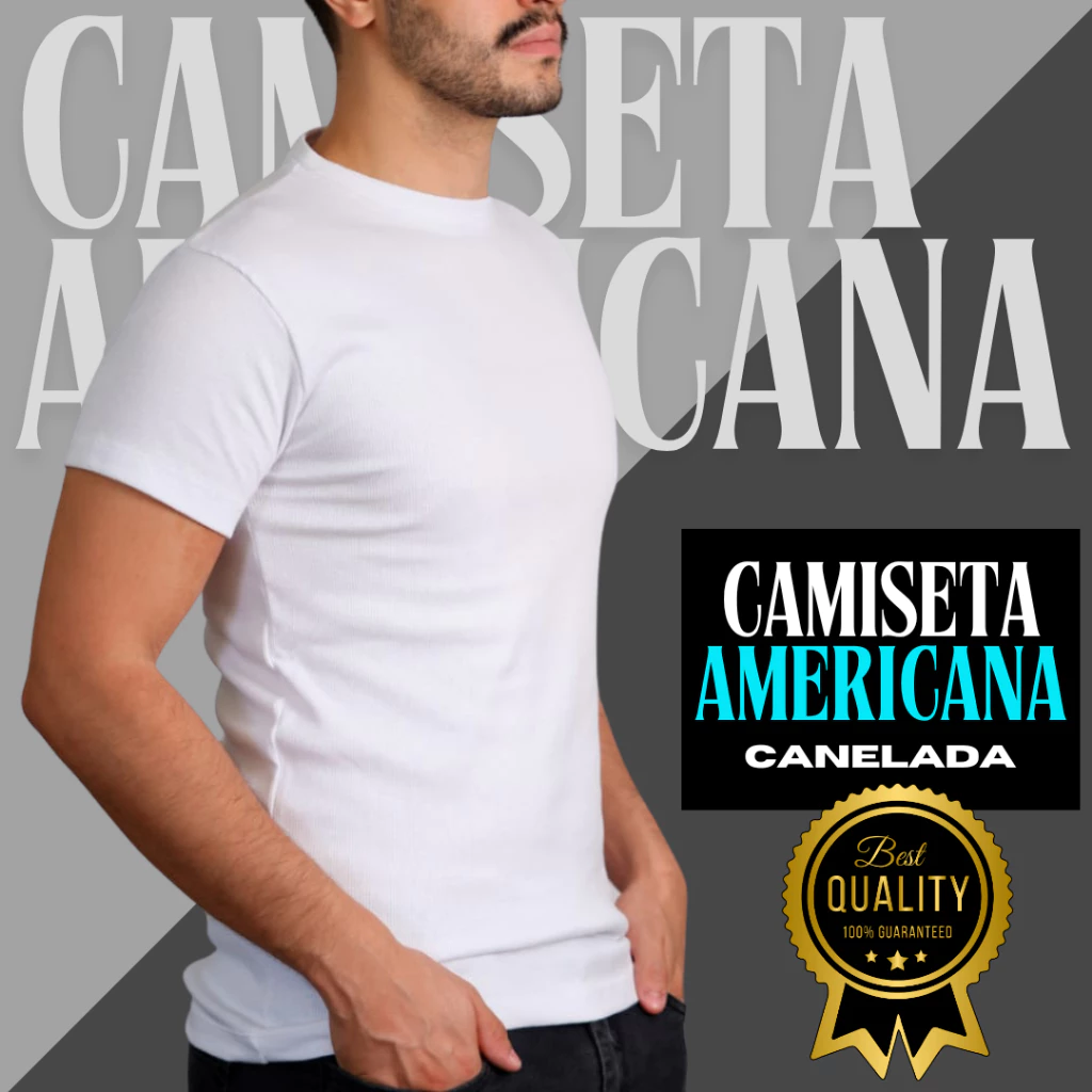 Camiseta Masculina Canelada estilo Americana RAPPER Blusa Camisa Slim Americana Justa Ao Corpo - Calçados, Roupas e Bolsas - Comercial Anis Digital