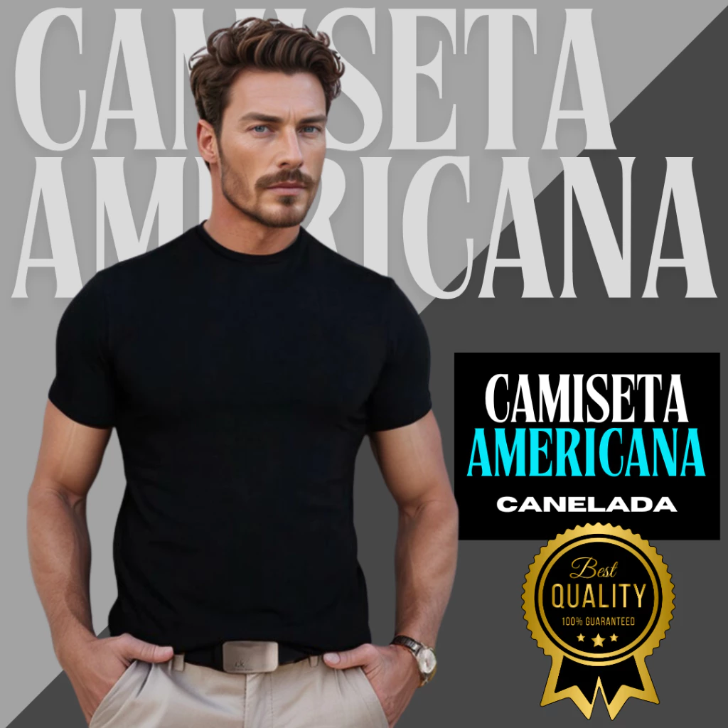 Camiseta Masculina Canelada estilo Americana RAPPER Blusa Camisa Slim Americana Justa Ao Corpo - Calçados, Roupas e Bolsas - Comercial Anis Digital