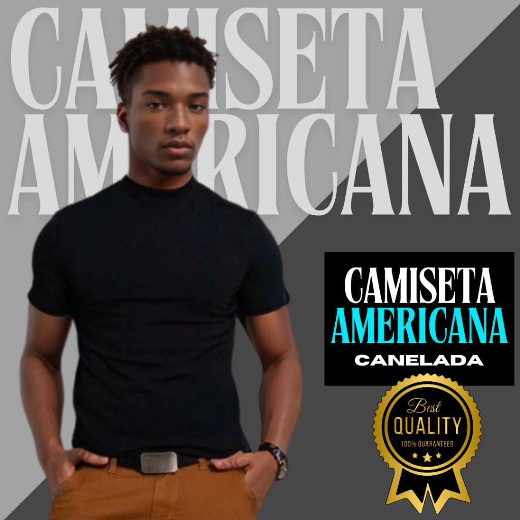 Camiseta Masculina Canelada estilo Americana RAPPER Blusa Camisa Slim Americana Justa Ao Corpo - Calçados, Roupas e Bolsas - Comercial Anis Digital