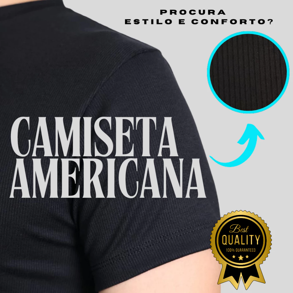 Camiseta Masculina Canelada estilo Americana RAPPER Blusa Camisa Slim Americana Justa Ao Corpo - Calçados, Roupas e Bolsas - Comercial Anis Digital
