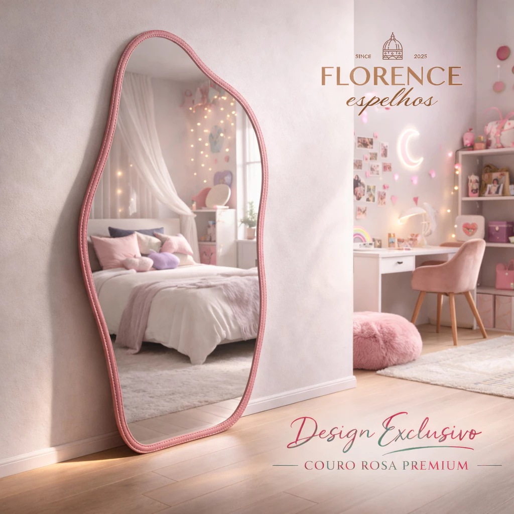 Espelho Orgânico 120x50 e 80x40Com Moldura EM COURO Corpo Inteiro Morderno Luxo - Casa, Móveis e Decoração - Comercial Anis Digital