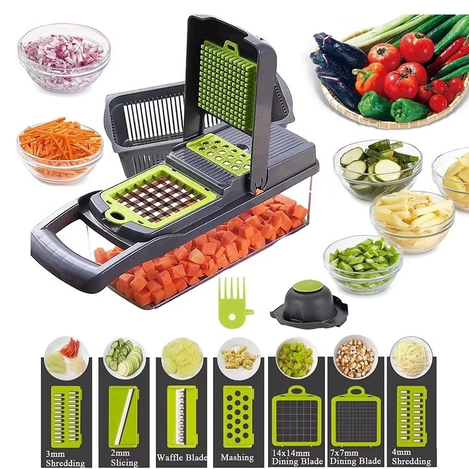 Fatiador Ralador 16 em 1 Profissional de Cozinha em Aço Inoxidável Multifuncional para Legumes Frutas e Verduras - Casa, Móveis e Decoração - Comercial Anis Digital