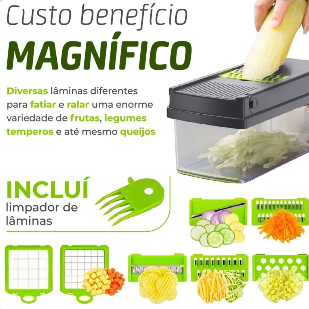 Fatiador Ralador 16 em 1 Profissional de Cozinha em Aço Inoxidável Multifuncional para Legumes Frutas e Verduras - Casa, Móveis e Decoração - Comercial Anis Digital