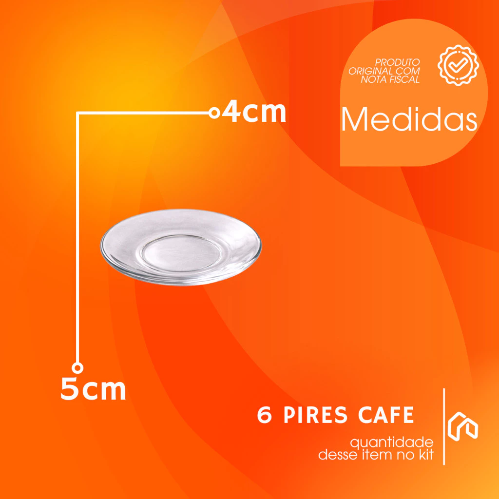 Jogo De Xicara De Luxo Vidro Com Borda Dourada + Pires Linha Hauskraft Premium 85ml - Casa, Móveis e Decoração - Comercial Anis Digital