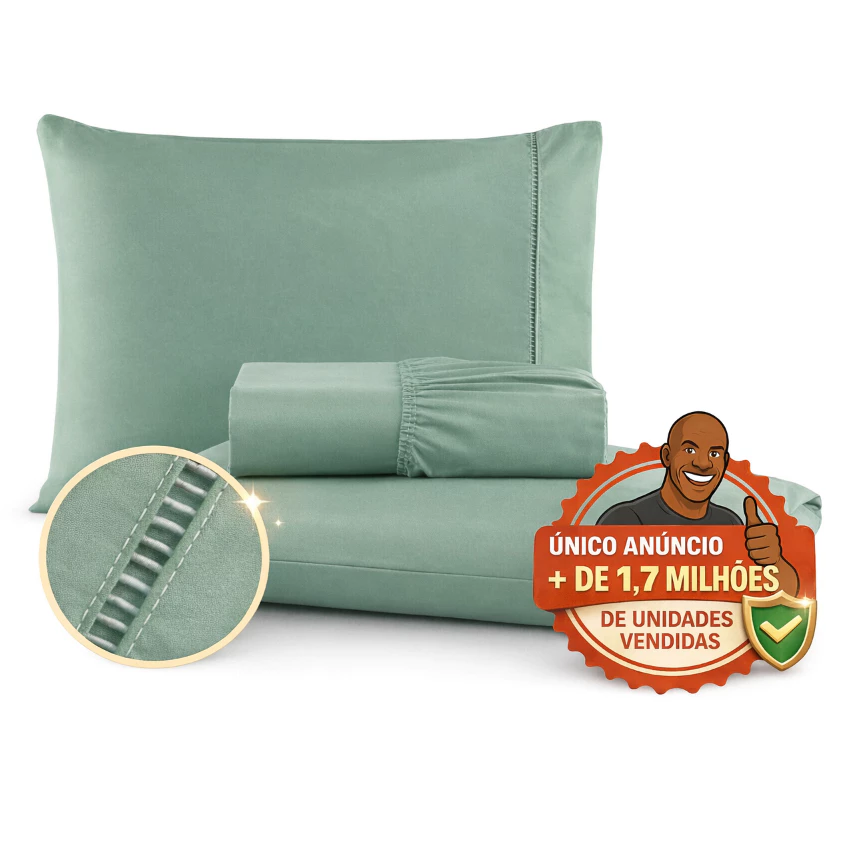 Jogo de Lençol 400 Fios Micropercal Com Fronha em Ponto Palito - Casa, Móveis e Decoração - Comercial Anis Digital