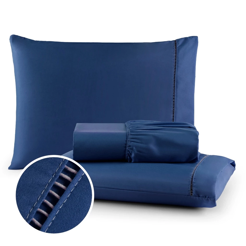 Jogo de Lençol 400 Fios Micropercal Com Fronha em Ponto Palito - Casa, Móveis e Decoração - Comercial Anis Digital