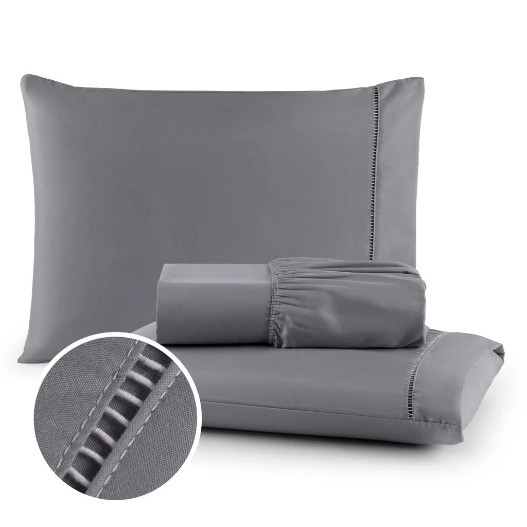 Jogo de Lençol 400 Fios Micropercal Com Fronha em Ponto Palito - Casa, Móveis e Decoração - Comercial Anis Digital