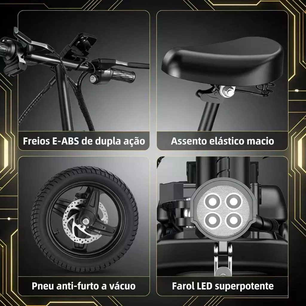 Bicicleta Elétrica NUDA Dobrável | Design Moderno | Durabilidade Garantida | A Melhor Opção para Viagens e Compras! - Esportes e Fitness - Comercial Anis Digital