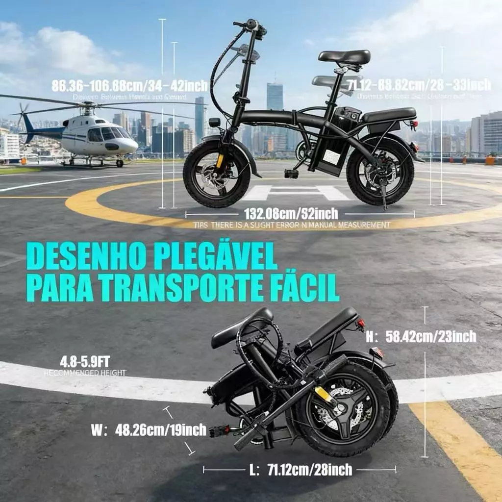 Bicicleta Elétrica NUDA Dobrável | Design Moderno | Durabilidade Garantida | A Melhor Opção para Viagens e Compras! - Esportes e Fitness - Comercial Anis Digital