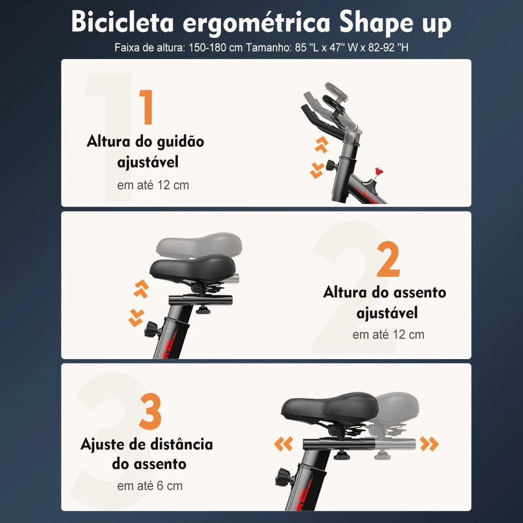 Bicicleta Spinning Ergométrica Para Exercícios Com Monitor Profissional Sport Suporta até 120kg - Esportes e Fitness - Comercial Anis Digital