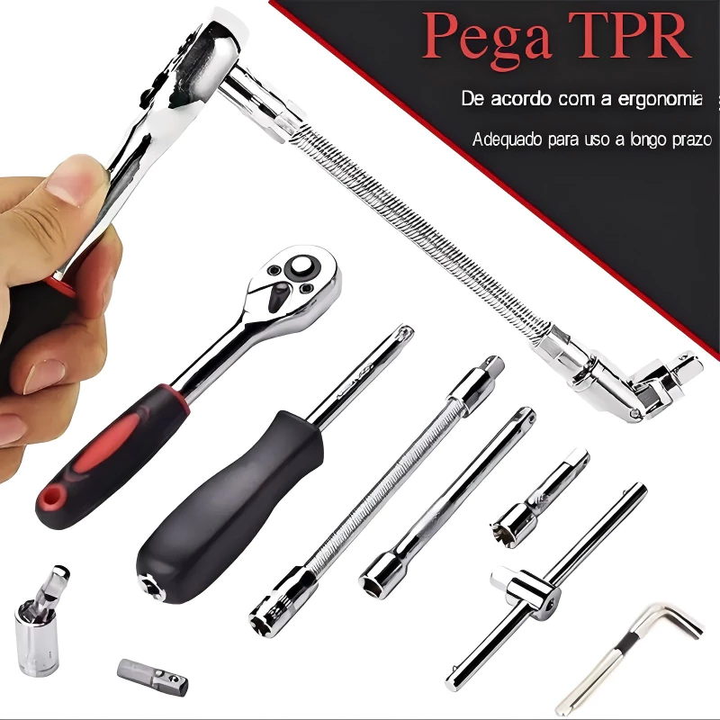 Jogo De Chave Catraca Caixa De Ferramentas Completa Reversível Soquetes Maleta - Ferramentas e Construção - Comercial Anis Digital