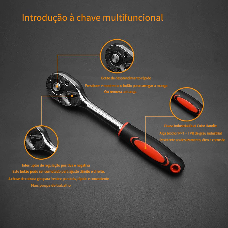 Jogo De Chave Catraca Caixa De Ferramentas Completa Reversível Soquetes Maleta - Ferramentas e Construção - Comercial Anis Digital