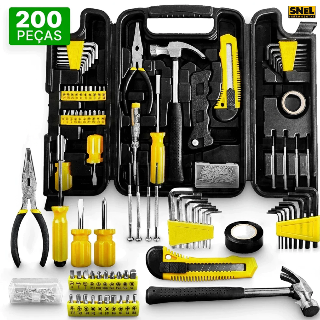 Kit Jogo De Ferramentas Completo 200 Pcs C/Soquetes Chaves Maleta - Ferramentas e Construção - Comercial Anis Digital