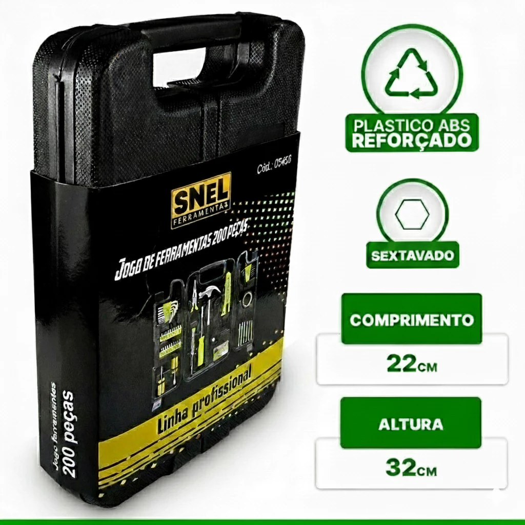 Kit Jogo De Ferramentas Completo 200 Pcs C/Soquetes Chaves Maleta - Ferramentas e Construção - Comercial Anis Digital
