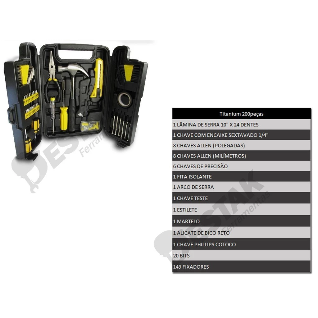 Kit Jogo De Ferramentas Completo 200 Pcs C/Soquetes Chaves Maleta - Ferramentas e Construção - Comercial Anis Digital