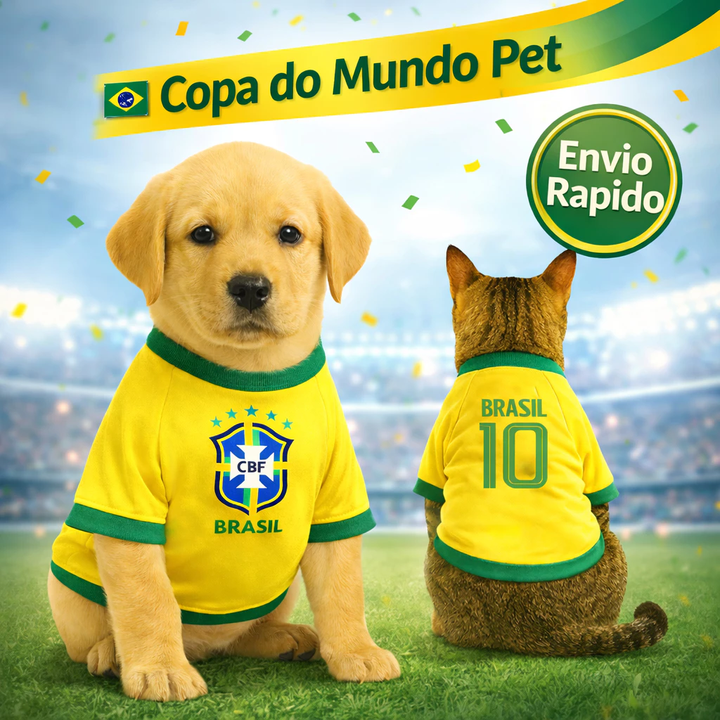 ROUPA PET Brasil COPA Cachorro Gato Seleção Animal - ENVIO IMEDIATO - Pet Shop - Comercial Anis Digital